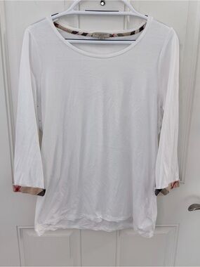 Burberry Brit Scoop Neck Tee XL | White 3/4 Sleeves